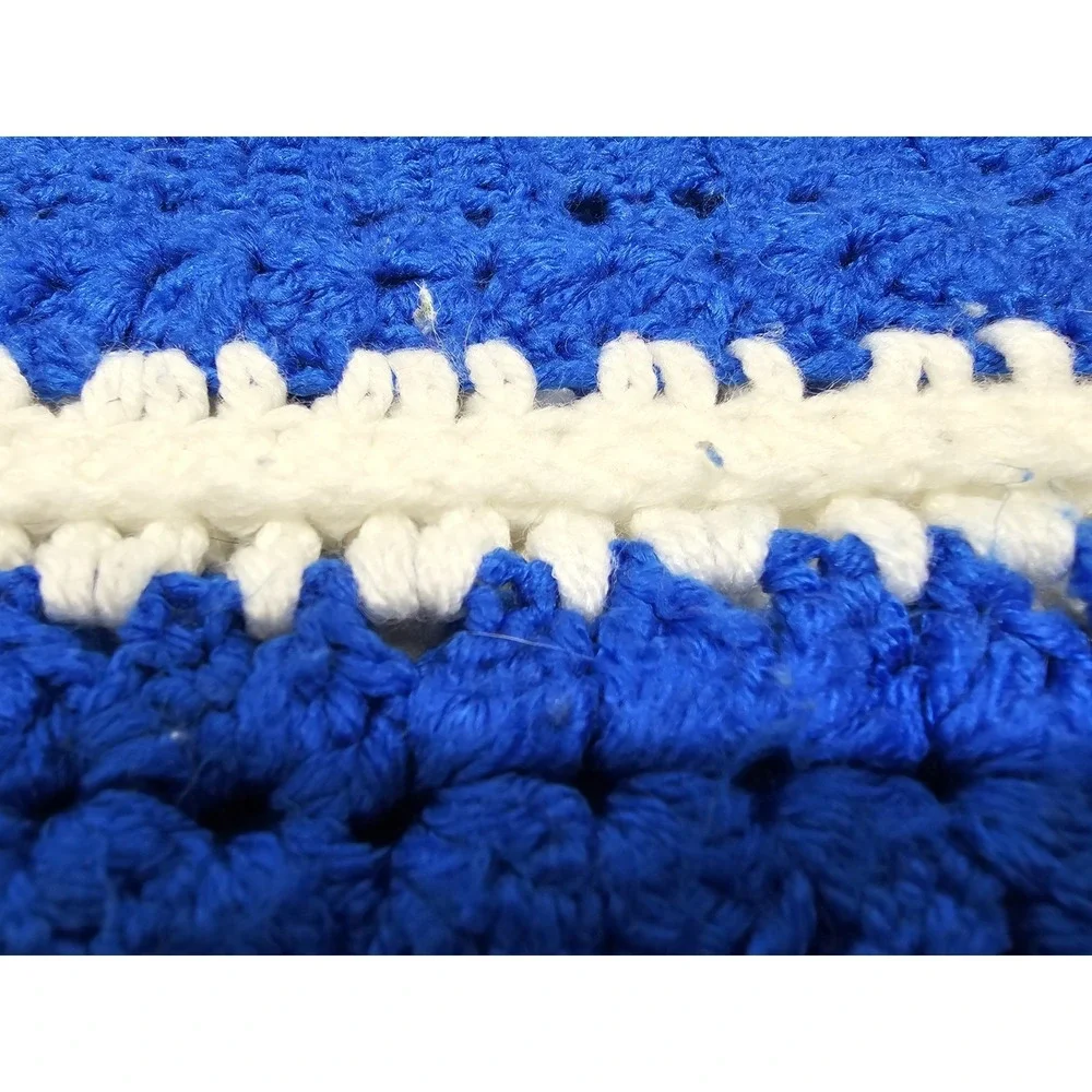 VTG Large Colorful Crocheted Afghan Blanket Throw 63x63 Grannycore Handwoven